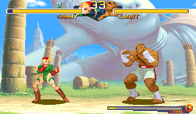EX Cammy, one START press on Cammy's cell, against Sagat.