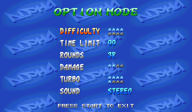OPTIONS on the title menu opens OPTION MODE.