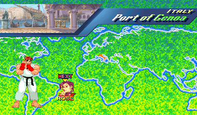 The next-stage map names the place you're headed, as in Japan.